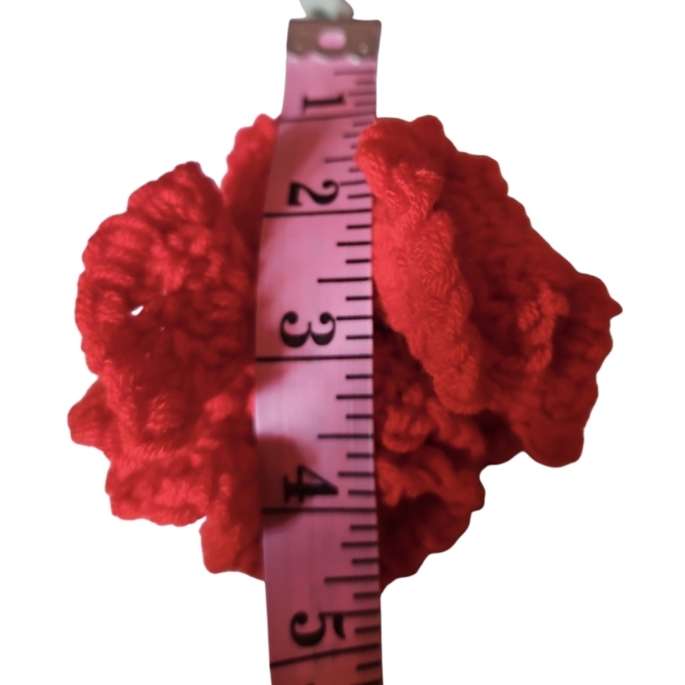 Handmade Red Crochet Carnation Flower Hand Crafted Botanical Faux Floral Gift - Picture 16 of 17